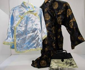 2 Vintage Youth Size Japanese Silk Outfits