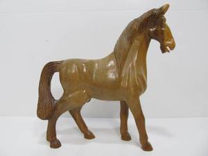 Vintage Carved Wood Horse Statue
