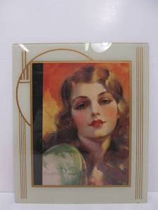 Great Looking Orig Vintage 1930s-40s Deco Picture Frame wOriginal Period Pinup Print
