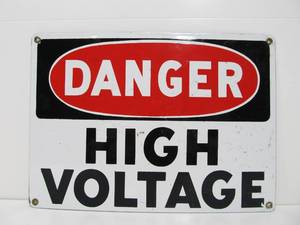 Vintage DANGER HIGH VOLTAGE Porcelain Sign