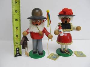 Pair of Vintage STEINBACH German Wooden Smoker Dolls