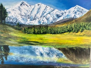 Gorgeous LARGE Original Acrylic on Canvas Mountain Landscape Painting