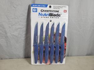 lot 23 image: New 6 Piece GraniteStone NutriBlade Steak Knives Set