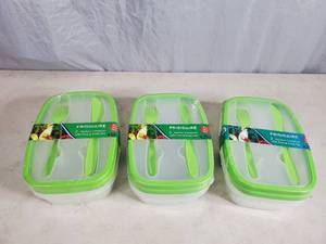 lot 107 image: 6 New Frigidaire Containers with Lids and Utensils