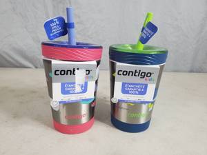 lot 108 image: 2 New Contigo Kids Tumblers with Lids and Straws