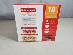 lot 124 image: New Rubbermaid Easy Find Lids 18 Piece Set