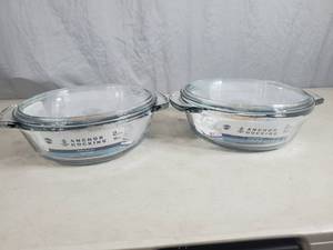 lot 129 image: 2 New Anchor Casserole Dishes with Lids