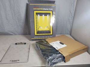 lot 154 image: LED Lighted Display Case and Office Items