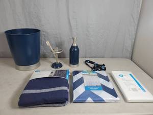 lot 160 image: New Metal Bathroom Accessories and New Shower Curtains