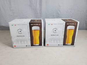 lot 199 image: 2 New Sets of Italian Table Stories Bormioli Rocco Beer Pilsner Glasses