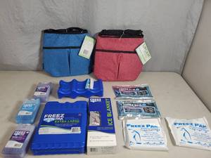 lot 222 image: 2 New Shoulder Tote Coolers and New Ice Packs
