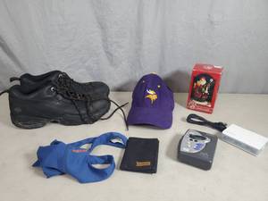 lot 223 image: Harley Davidson Shoes, MN Vikings Hat, and More