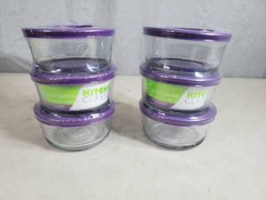 lot 226 image: 2 New 6 Piece Kitchen Classics Glass Food Storage Sets