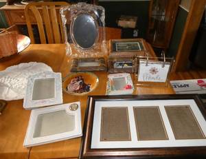 lot 9 image: Lot of photo frames including a unique large glass one