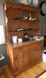 lot 16 image: Old buffet measuring 69 tall, 44 wide 18 deep  shows wear but could easily be refinished