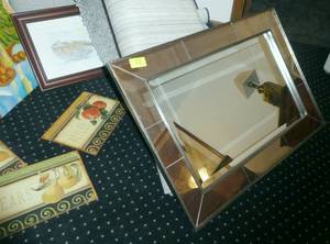 lot 72 image: Lot of wall hangings - mirror, fruit, Framed Raspberry Island