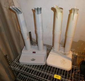 lot 80 image: 2 boot dryers, a shoe polisher and a shelving unit