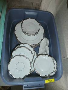 lot 188 image: Lot of china white with silver edge set of 8 but plates and saucers only