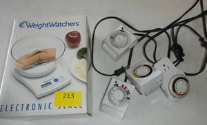 lot 213 image: Weight watchers scale, timers for lights etc