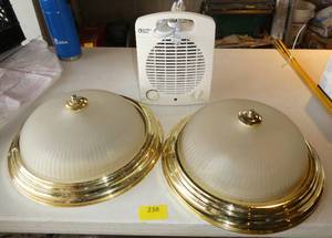 lot 238 image: 2 light fixtures and a small heater