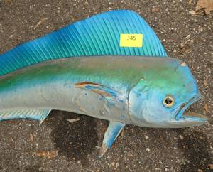 lot 345 image: Vintage wood carved fish