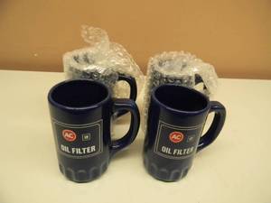 4 - Vintage AC  GM OIL FILTER Promotional Advertising Ceramic Coffee Mugs 5 Tall - GREAT SET - SEE PICTURES