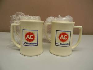 4 NEW OLD STOCK - Vintage 1990  AC Rochester Promotional Advertising Ceramic Coffee Mugs 4 12 Tall - GREAT SET - SEE PICTURES