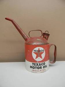 VINTAGE TEXACO MOTOR OIL OIL CAN - VERY COOL PIECE - Vintage Reproduction - APPROX 12 Tall - SEE PICTURES