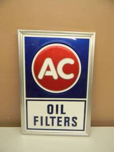 VINTAGE 1960s-70s  AC DELCO OIL FILTERS TIN DEALER SHOP SIGN -NICE - COOL OLD SCHOOL PIECE - APPROX 13 By 20 - SEE PICTURES