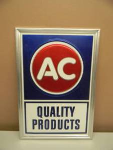 VINTAGE 1960s-70s  AC DELCO QUALITY PRODUCTS TIN DEALER SHOP SIGN -NICE - COOL OLD SCHOOL PIECE - APPROX 13 By 20 - SEE PICTURES
