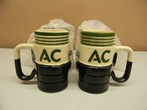 4 NEW OLD STOCK - Vintage AC DELCO SPARK PLUG Promotional Advertising Ceramic Coffee Mugs 5 14 Tall - GREAT SET - SEE PICTURES