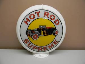Gas Pump Globe - HOT ROD SUPREME Repro - 2 Glass Faces White Plastic Body - Full Size - AWESOME PIECE - LIKE NEW - SEE PICTURES