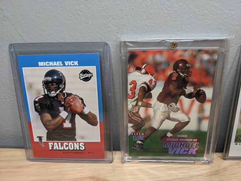 lot 37 image: Collection of 6 Michael Vick Rookie Cards Fleer Ultra 17732499 Upper Deck Stadium Club NFL Atlanta Falcons Virginia Tech - T