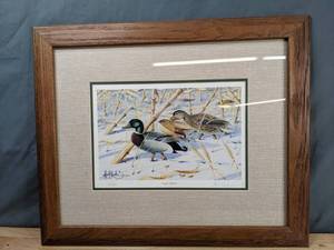 lot 106 image: Framed Cornfed Mallards by Les C Kouba - B