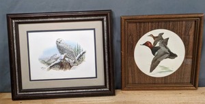 lot 107 image: Pair of Vintage Framed Paintings Don Balke Snow Owl Lithograph and John Murr Ducks in Flight - B