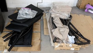 lot 59 image: Pair of Flash Furniture 3-Seat Convertible Patio Swings with Canopy - N