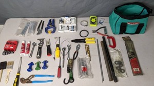 lot 151 image: Mixed Lot of Small Tools (Craftsman, Husky, Tool Shop) and Hardware in Makita Bag - N