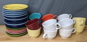 lot 205 image: Assorted Fiesta Homer Laughlin China Co. Collection of 14 Cups & 17 Saucers - B