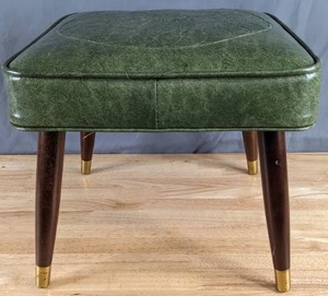 lot 136 image: Vintage Green Ottoman with Embossed Design - B