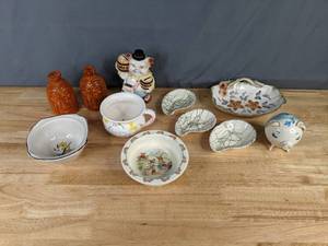 lot 235 image: Ceramic Collection of 11 Pieces, Including Royal Dalton Bunnykins, Treasure Craft, MCM Dishes & Rare Finds - B