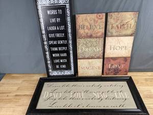 lot 263 image: Collection of 4 Word Wall Art - Q