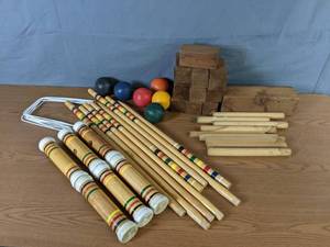 lot 3331 image: Outdoor Games Croquet Lawn Set & Kubb Viking Chess Lawn Set - Q