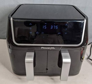 lot 305 image: PowerXL 10qt Dual Basket Air Fryer in Black - N