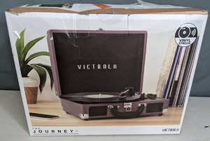 lot 306 image: Victrola Vintage 3-Speed Bluetooth Portable Suitcase Record Player with Built-in Speakers wBox - N