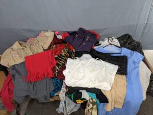 lot 349 image: Womens Clothes Size LargeXL Sweaters, Pants, Dresses, Coat and More - Q