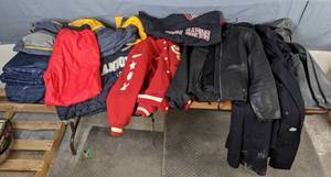 lot 350 image: Adult LargeXL Winter Clothing Lot Snow Pants, Jackets, Coon Rapids Coats and More  - Q