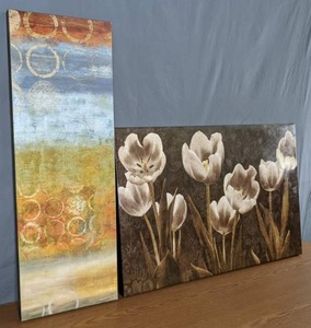 lot 272 image: Canvas Wall Art 2 Pieces, Abstract and Floral - Q