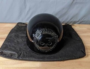 lot 344 image: Harley Davidson Motorcycle Skull Half Helmet DOT Approved - Q