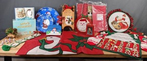 lot 270 image: Christmas Decor Party Goods, Stocking, Figurine, Ornaments & Noahs Ark Frame and More - Q