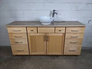 lot 43 image: Tiled Bathroom Vanity - T